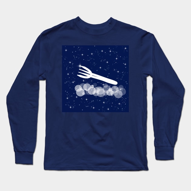 fork, restaurant, serving, lunch, dinner, eating, light, universe, cosmos, galaxy, shine, concept, illustration Long Sleeve T-Shirt by grafinya
